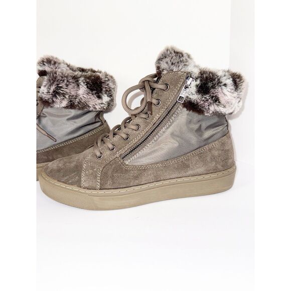 Cougar Dubliner Winter Platform Sneaker Boot Faux Fur Suede Taupe Zip Lace 37/7 - Picture 2 of 16